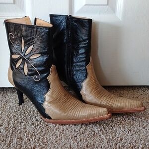 Leather Animal Skin Ankle Boots